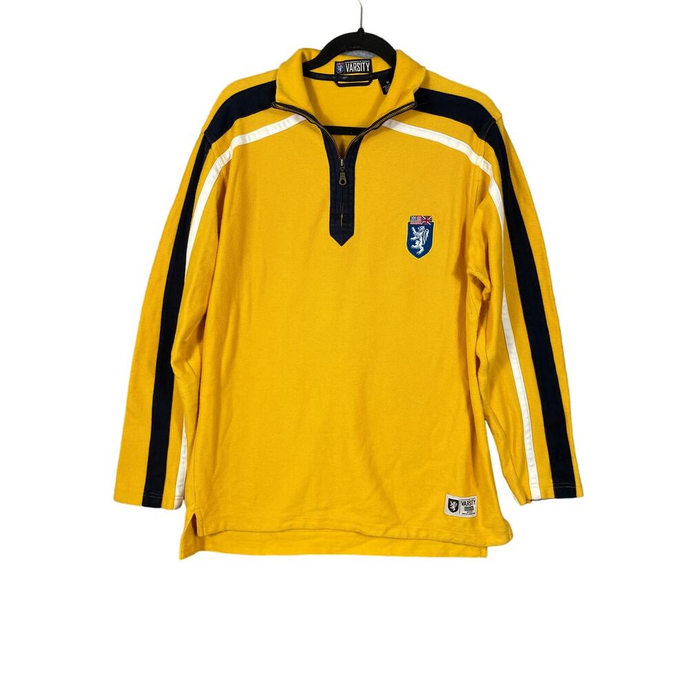 Varsity Mens Size M Yellow 1/4 Zip Pullover Shirt